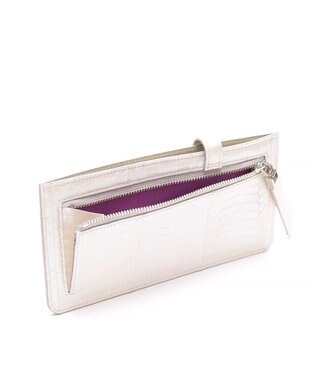 A.D.M.J. 【スワロフスキー×スネークレザー】アールデコスリムウォレット WHITE PEARLIZED