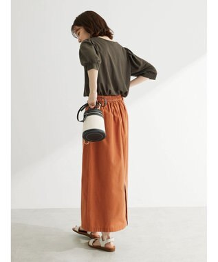 Green Parks 綿麻混台形マキシスカート Orange