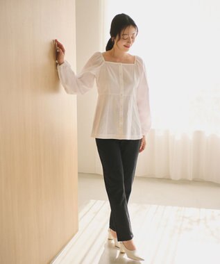 #Newans 【ANSWER for ほど甘トレンド】スクエアネックペプラムブラウス ホワイト系