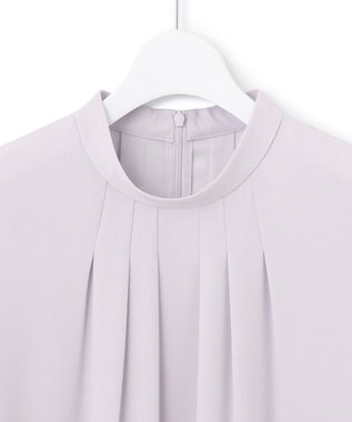 23区 【洗える】 バックサテンアムンゼン スタンドカラー ブラウス ライラック系