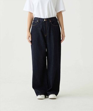 caqu Linen sagging wide pants ワイドシルエットリネンデニム rinse