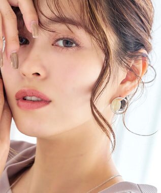 Tiaclasse カラーアクリル＋フープピアス シルバーベージュ