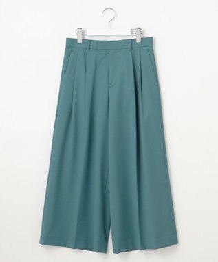 自由区 S 【洗える】TWラチネストレッチワイドクロップド パンツ ボトルグリーン