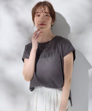 ANY グリッタープリントロゴＴシャツ チャコール