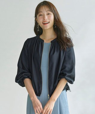 ANY SIS 【接触冷感】シアー ブルゾン ネイビー