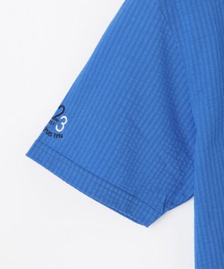 23区GOLF 【MEN】【吸水速乾・UVケア】ストレッチサッカー半袖シャツ サックスブルー系