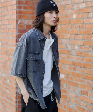 WEGO 【ユニセックス着用ITEM/MLサイズ展開】カラーデニムシャツ（SS） デニムブラックソノタ