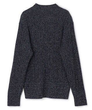 JOSEPH HOMME 【HIGH GRADE LINE】バルキーコットンノットリブ　クルーネックニット ブラック系