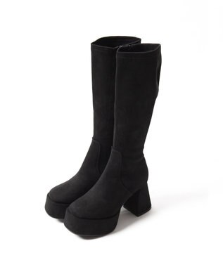 WEGO ストーム付きワイドヒールロングブーツ ブラックその他