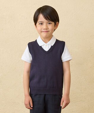 MIKI HOUSE HOT BISCUITS 【90-140cm】綿ニットVネックベスト(男の子用)
