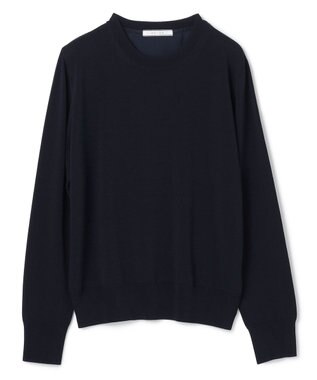 BEIGE， 【WEB限定・洗える】LECERF / 異素材バックシアーストレッチニット Navy