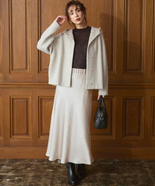 23区 ラクーンブレンドダブルフェイス ニット フーディー アイボリー系