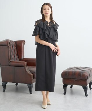 earth music&ecology SET2点フリルボレロ＋ナローワンピース ブラック