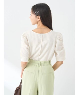 earth music&ecology ぽこぽこパワショルプルオーバー Ivory