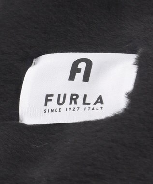 MOONBAT FURLA バイカラーロゴフェイクファーマフラー ブラック