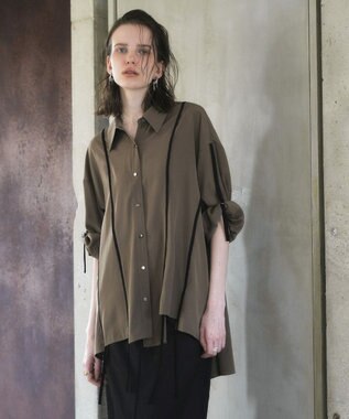 YECCA VECCA ストリングデザインシャツ Khaki