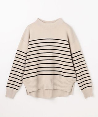 ANY L 【新色追加】ハイネックデイリーニット ベージュ×ブラック