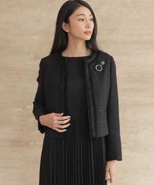 組曲 S 【KUMIKYOKU NAVY】ラメループモールツイード ジャケット ネイビー系