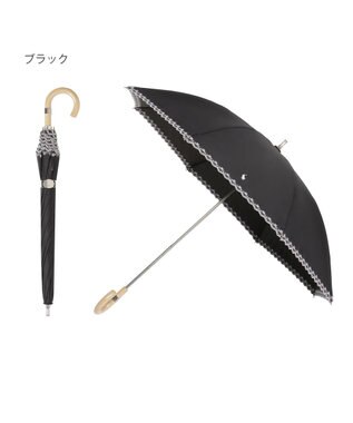 MOONBAT POLO RALPH LAUREN（ポロ ラルフローレン）晴雨兼用日傘 無地 刺繍 長傘 遮光率100％ 遮熱 UV ブラック