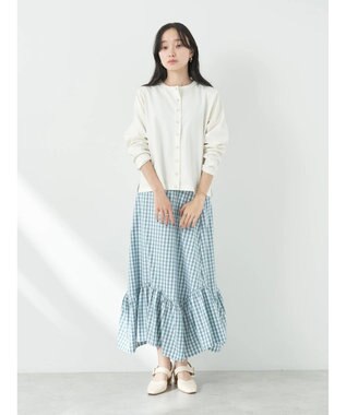 earth music&ecology イレヘムチェックスカート Green