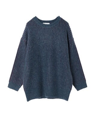 AMERICAN HOLIC バイカラー片畦ニットチュニック Navy