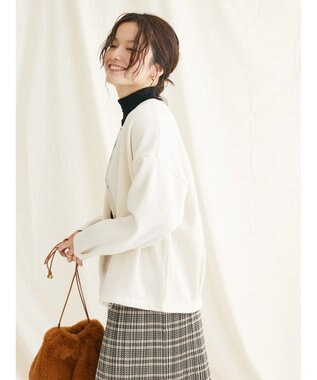 CRAFT STANDARD BOUTIQUE 裏起毛リングドットカーディガン Ivory