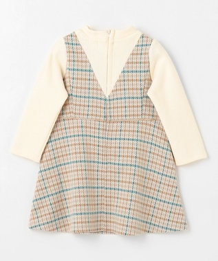 組曲 KIDS 【90-100㎝】チェックワンピース ホワイト系3