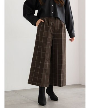 Te chichi パターンアソートワイドクロップトパンツ ブラウン