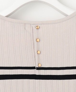 J.PRESS LADIES L 【洗える】レーヨンエリートストレッチ ボーダー ニット ベージュ×ネイビー系