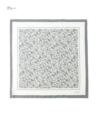 MOONBAT MACKINTOSH PHILOSOPHY(マッキントッシュ フィロソフィー）シルクスカーフ ボタニカル 68×68㎝ 日本製 グレー