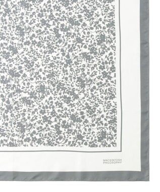 MOONBAT MACKINTOSH PHILOSOPHY(マッキントッシュ フィロソフィー）シルクスカーフ ボタニカル 68×68㎝ 日本製 グレー