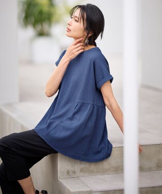 ANY L フクレジャージチュニック ブルー