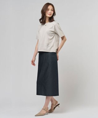 J.PRESS LADIES L 【WEB限定カラーあり】TCシャンブレーサテンST ナロー スカート ネイビーシャンブレー系
