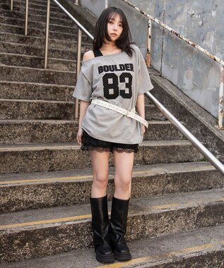 WEGO タンクレイヤードワンショルビッグT 杢グレー