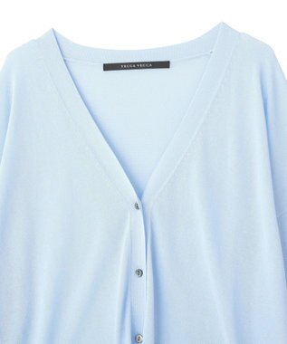 YECCA VECCA ハイゲージミドル丈Vネックカーディガン Sax