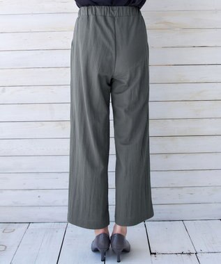 Tiaclasse 綿混リンクル加工ワイドパンツ チャコールグレー