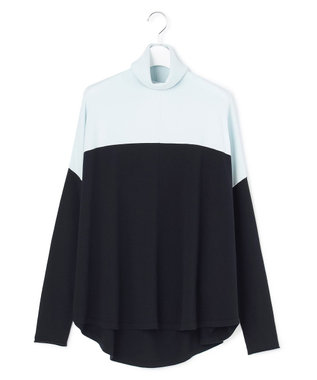 ICB L 【新色追加・WEB限定カラーあり】 ヴィスコースワイド タートルネックプルオーバー クラウドサックス×ネイビー