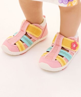 MIKI HOUSE HOT BISCUITS 【13-17cm】ダブルラッセル 水抜けサンダル ピンク