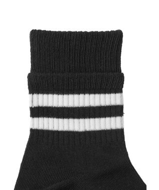 WEGO 切り替えラインクルーソックス ブラック