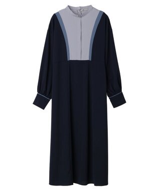 Green Parks armonia．配色パターンワンピース Navy