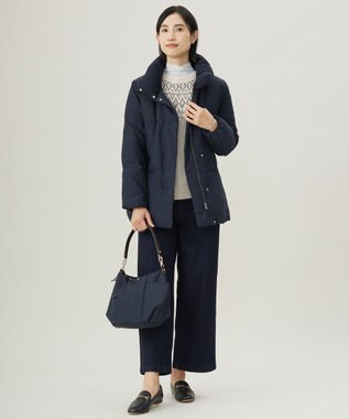 J.PRESS LADIES 【洗える】9ozストレッチ デニム ワイド パンツ インディゴ系