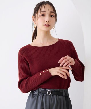 ANY SIS 【ウールブレンドシリーズ】ベースネックリブコンビ ニット ボルドー