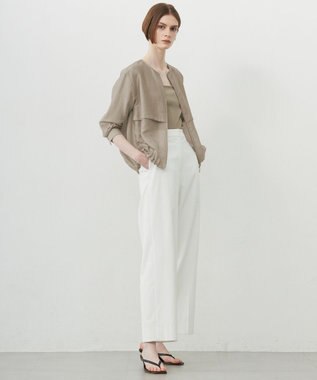 ICB 【接触冷感・速乾・洗える】 リヨセルナイロンワッシャー ノーカラーブルゾン クリームブラウン系