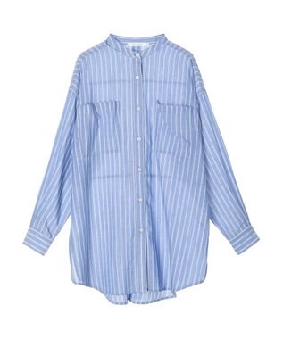 AMERICAN HOLIC イージーケア＋接触冷感　Ｗポケットシャツチュニック Stripe Navy