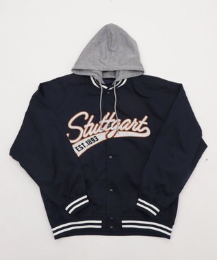 WEGO 【ユニセックス着用ITEM】2WAYフードワッペンスタジャン ネイビー