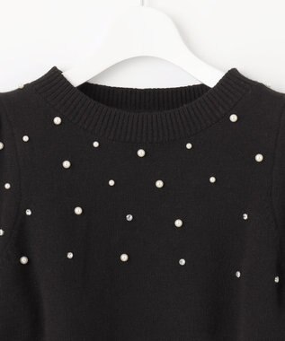 Feroux パール×ビジュー ニット ブラック系