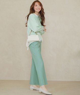 ANY SIS 褒めらレディストレッチ セミフレア テーパードパンツ ミント