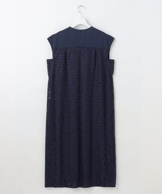 自由区 S 【洗える】フラワータイルレース ワンピース インディゴブルー