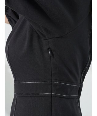 earth music&ecology 配色ステッチパフスリーブワンピース Black