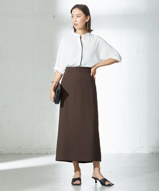ICB 【WEB限定カラーあり・洗える】 FluidBackSatin スカート ダークブラウン系